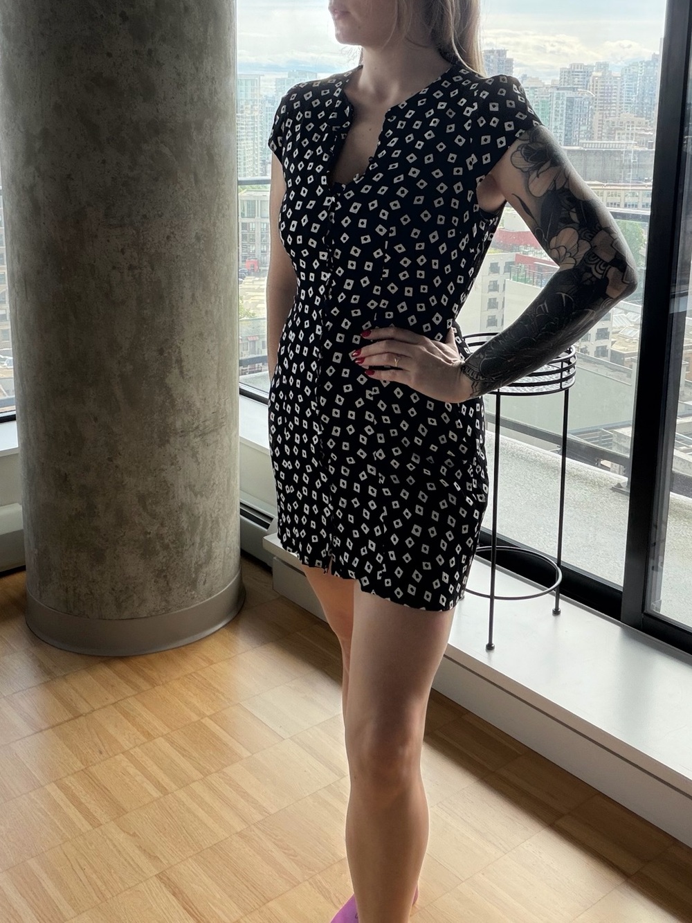 & Other Stories Black and White Geometric Mini Dress